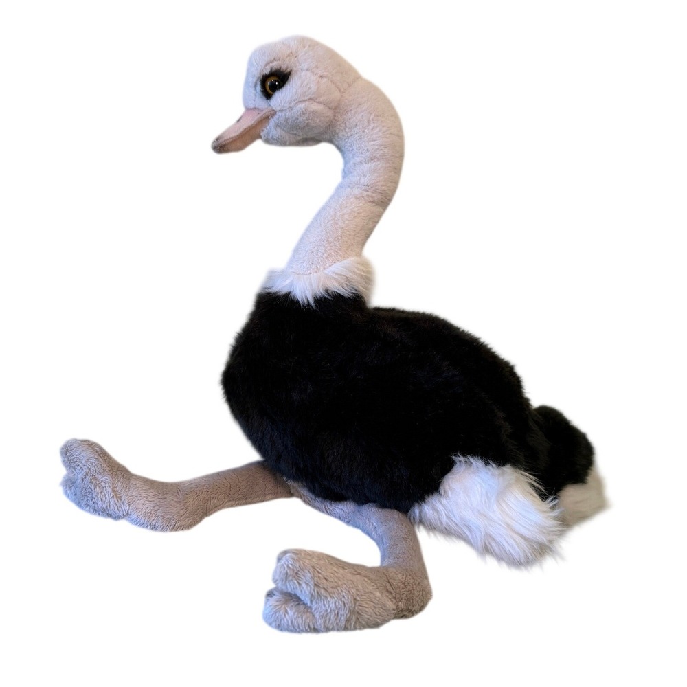 FAO Schwarz Ostrich Plush Kids 13 Inch Black White Realistic Stuffed Animal Toy
